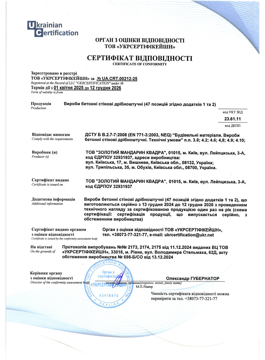 Сертификат соответствия ДСТУ